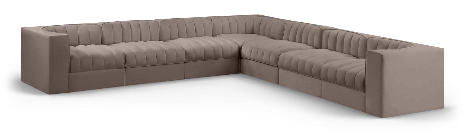 Talia Taupe Velvet Performance Fabric Upholstered Sectional, 7-Piece — Vista 1 (1/3)