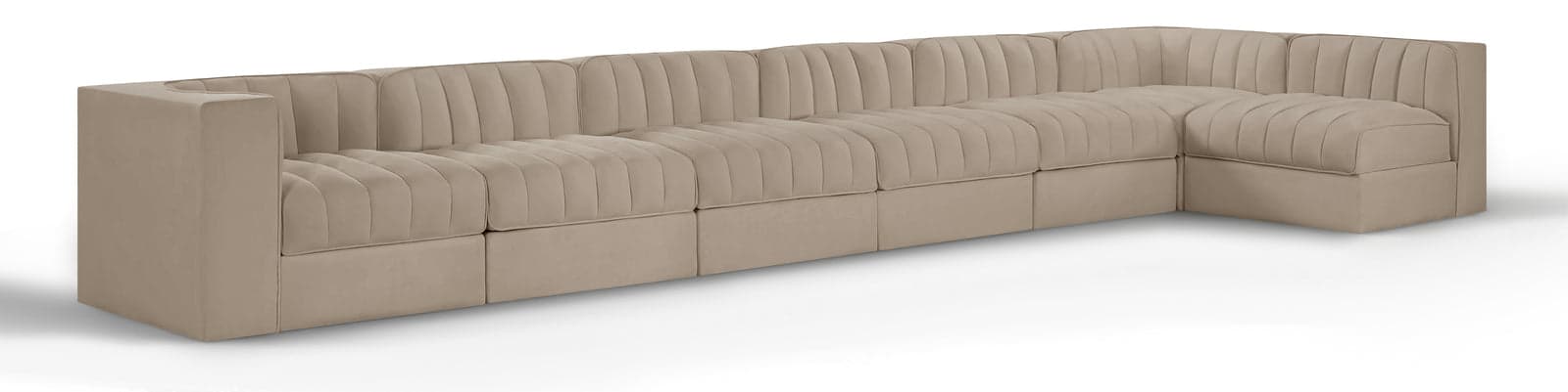 Talia Beige Velvet Performance Fabric Upholstered Sectional, 7-Piece (Style 4) — Vista 1 (1/3)