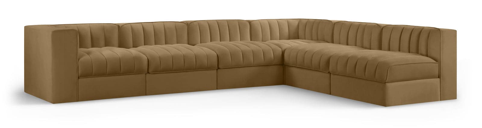 Talia Saddle Velvet Performance Fabric Upholstered Sectional, 6-Piece (Style 2) — Vista 1 (1/3)