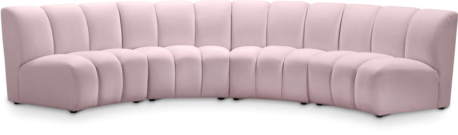 Isolde 148" Pink Velvet Upholstered Sectional, 4-Piece — Vista 1 (1/3)