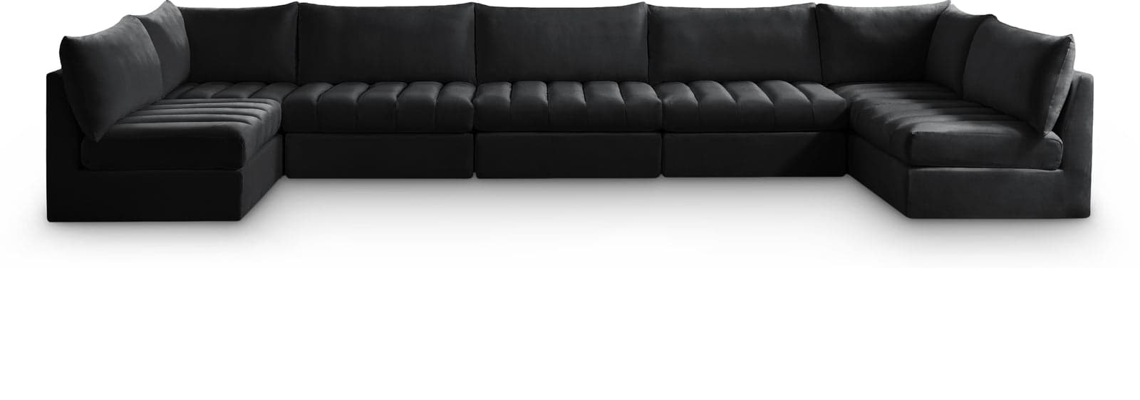 Rowan 177" Black Velvet Upholstered Sectional, 7-Piece — Vista 1 (1/3)