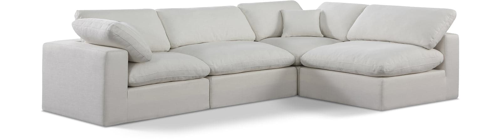 Farrah 119" Cream Linen Textured Fabric Upholstered Sectional, 4-Piece (Style 2) — Vista 1 (1/3)