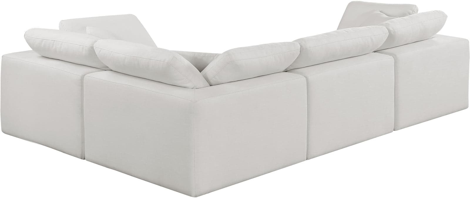 Farrah 119" Cream Linen Textured Fabric Upholstered Sectional, 4-Piece (Style 3) — Vista 1 (1/3)
