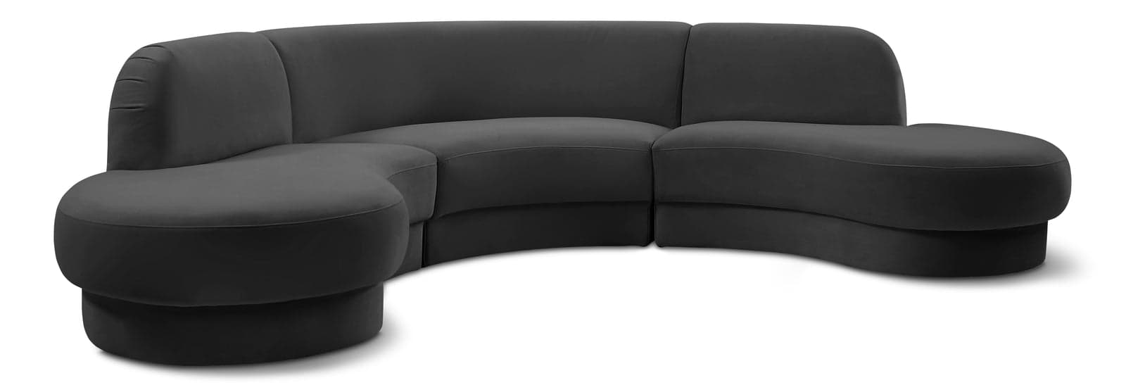 Sage 135" Grey Velvet Upholstered Sectional, 3-Piece — Vista 1 (1/3)