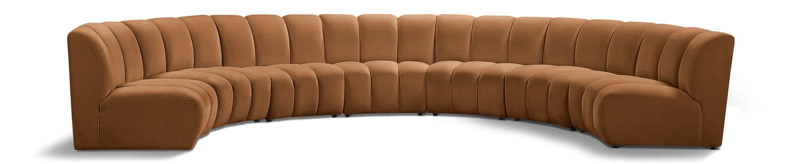Isolde 183" Saddle Velvet Upholstered Sectional, 7-Piece — Vista 1 (1/3)