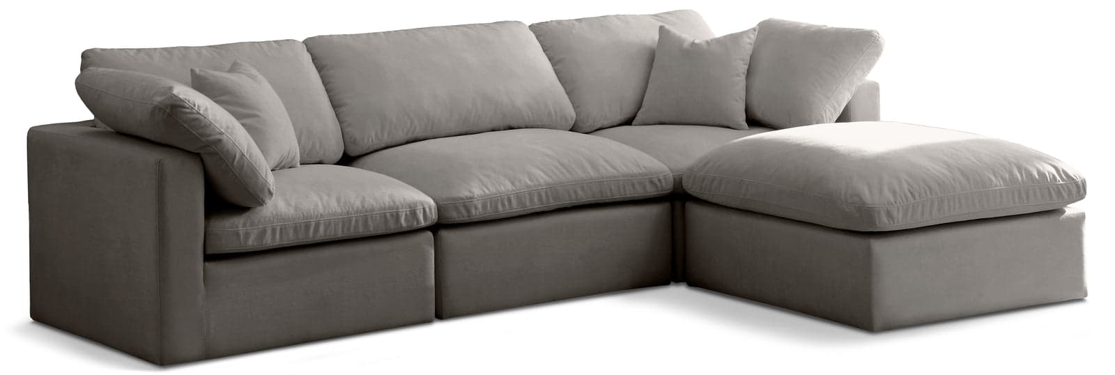 Selene 105" Grey Velvet Upholstered Standard Comfort Sectional, 4-Piece — Vista 1 (1/3)