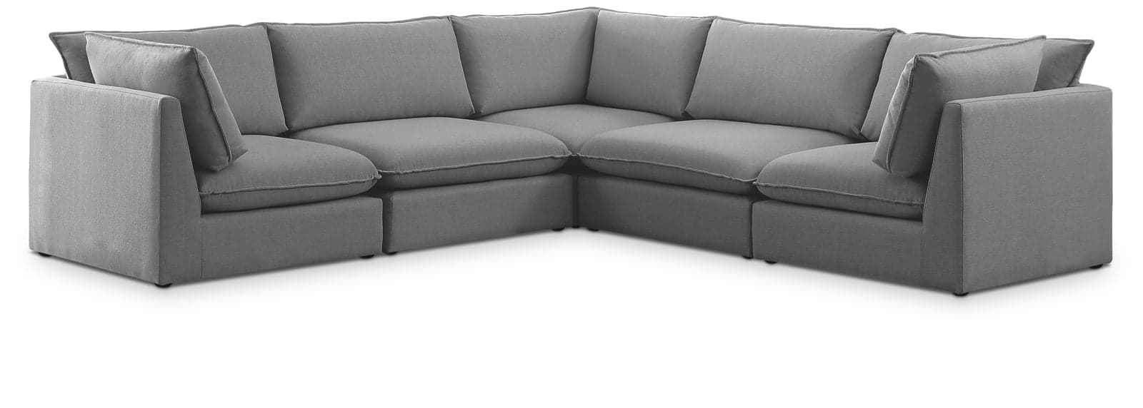 Linden 120" Grey Linen Textured Fabric Upholstered Sectional, 5-Piece (Style 2) — Vista 1 (1/3)