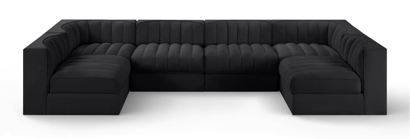 Talia Black Velvet Performance Fabric Upholstered Sectional, 6-Piece — View 1 (1/3)