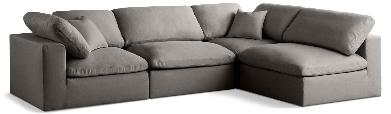 Selene 105" Grey Velvet Upholstered Standard Comfort Sectional, 4-Piece (Style 2) — Vista 1 (1/3)