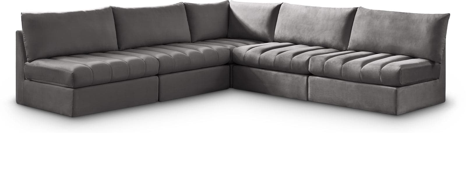 Rowan 107" Grey Velvet Upholstered Sectional, 5-Piece — Vista 1 (1/3)