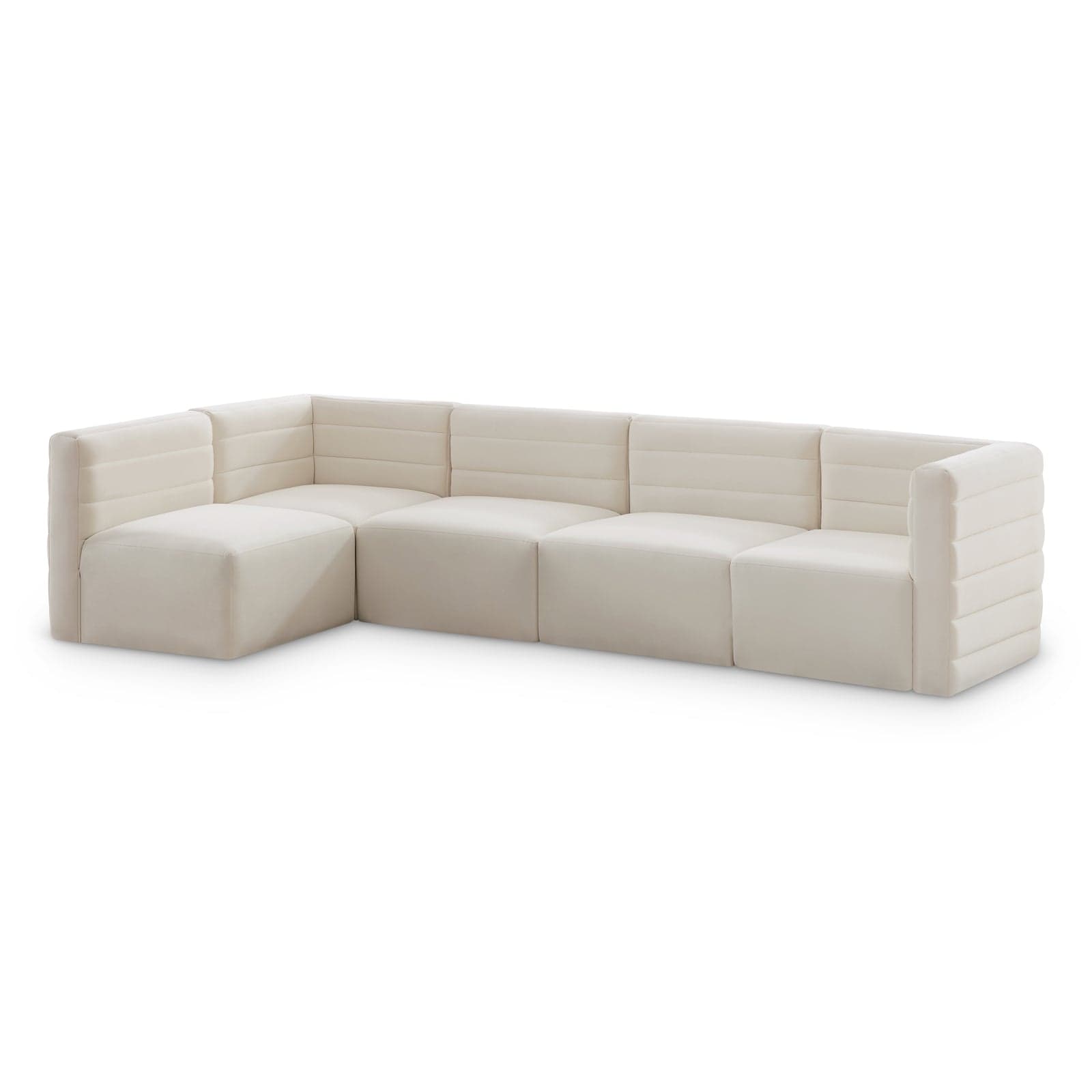 Opal 126" Cream Velvet Upholstered Comfort Sectional, 5-Piece — View 1 (1/3)