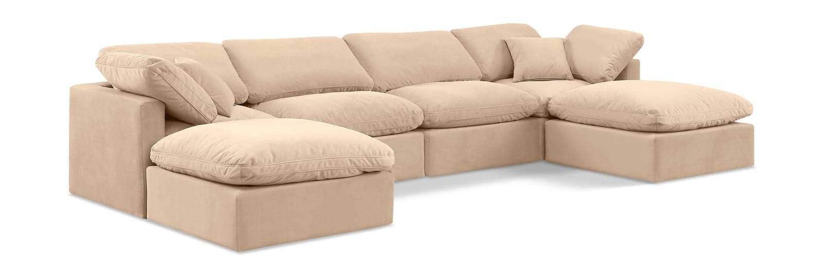 Sloane 140" Velvet Upholstered Sectional, 6-Piece (Style 2) — Vista 1 (1/6)