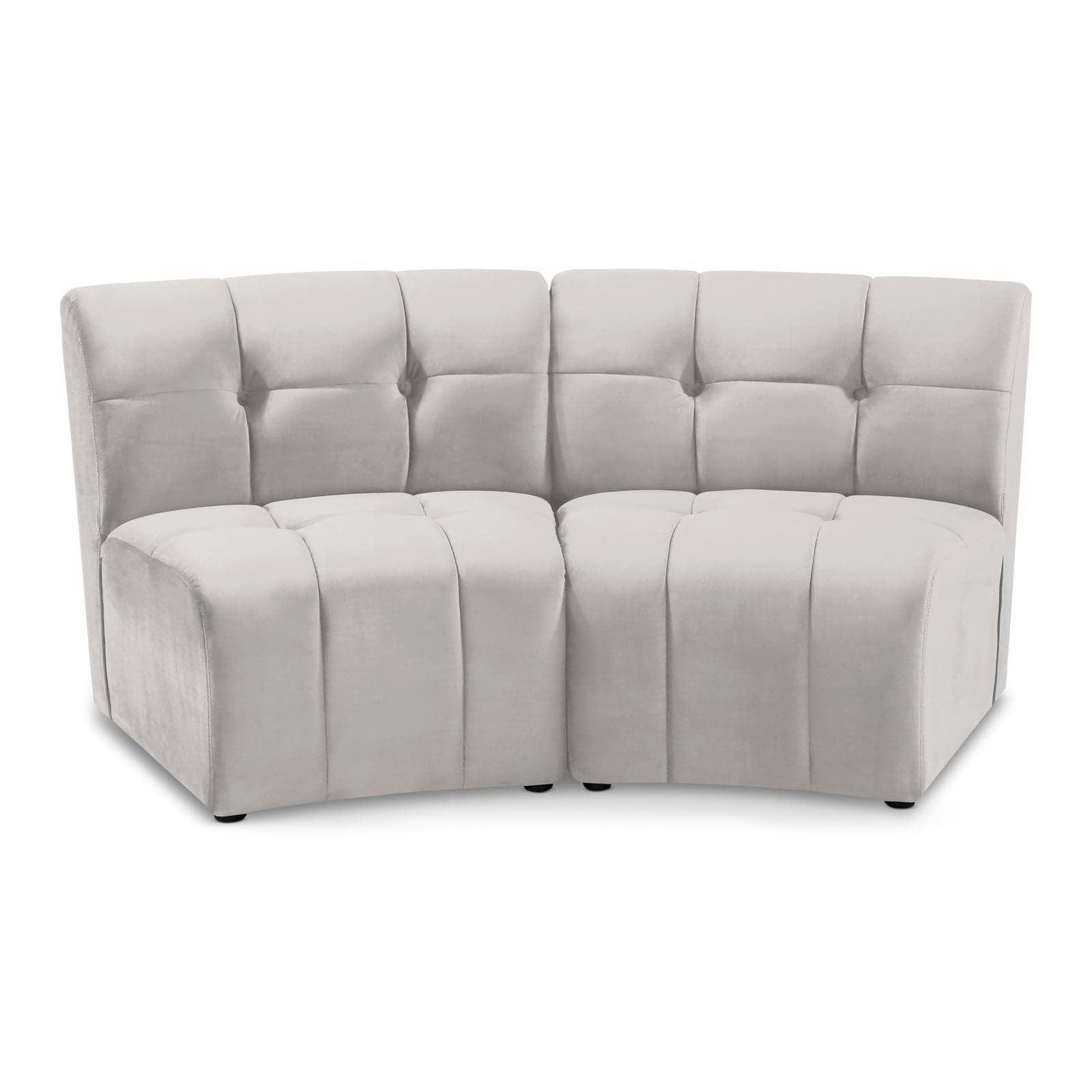 Kira 65" Cream Velvet Upholstered Sectional, 2-Piece — View 1 (1/3)