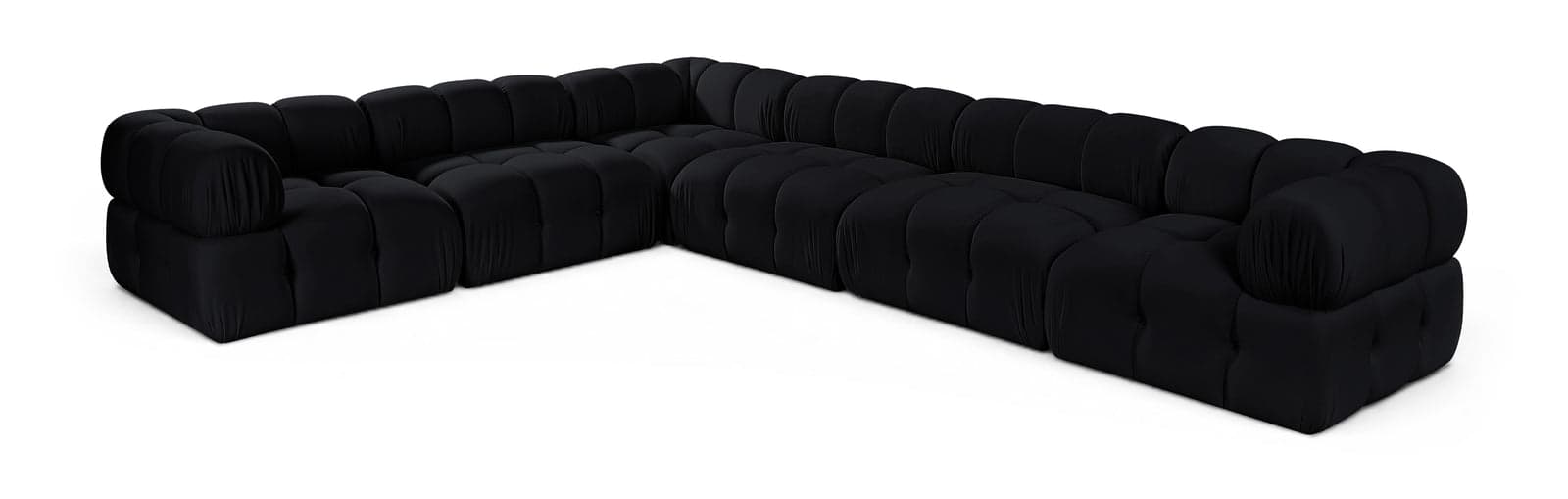 Camden Black Velvet Performance Fabric Upholstered Sectional, 6-Piece — Vista 1 (1/3)