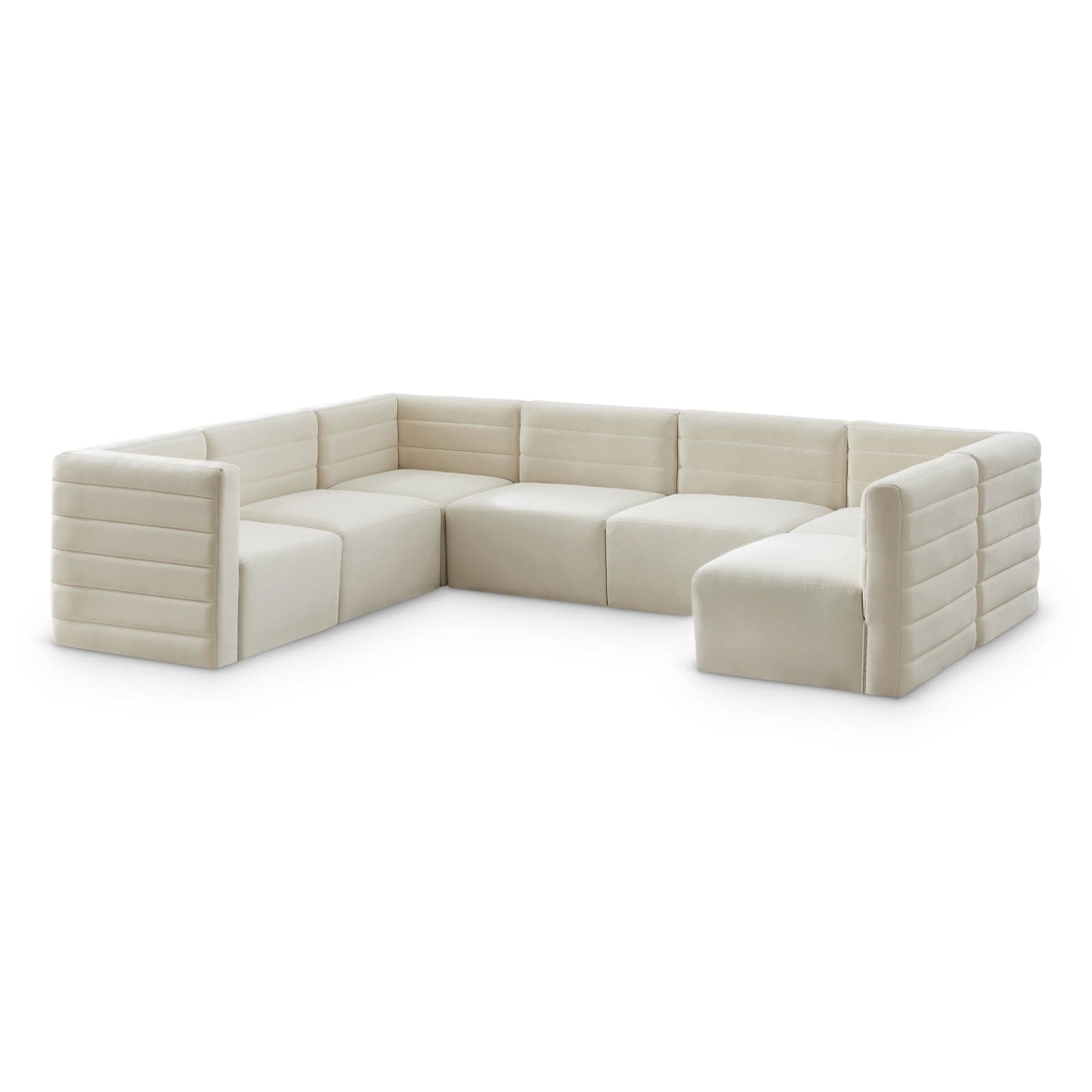 Opal 126" Cream Velvet Upholstered Comfort Sectional, 7-Piece — Vista 1 (1/3)