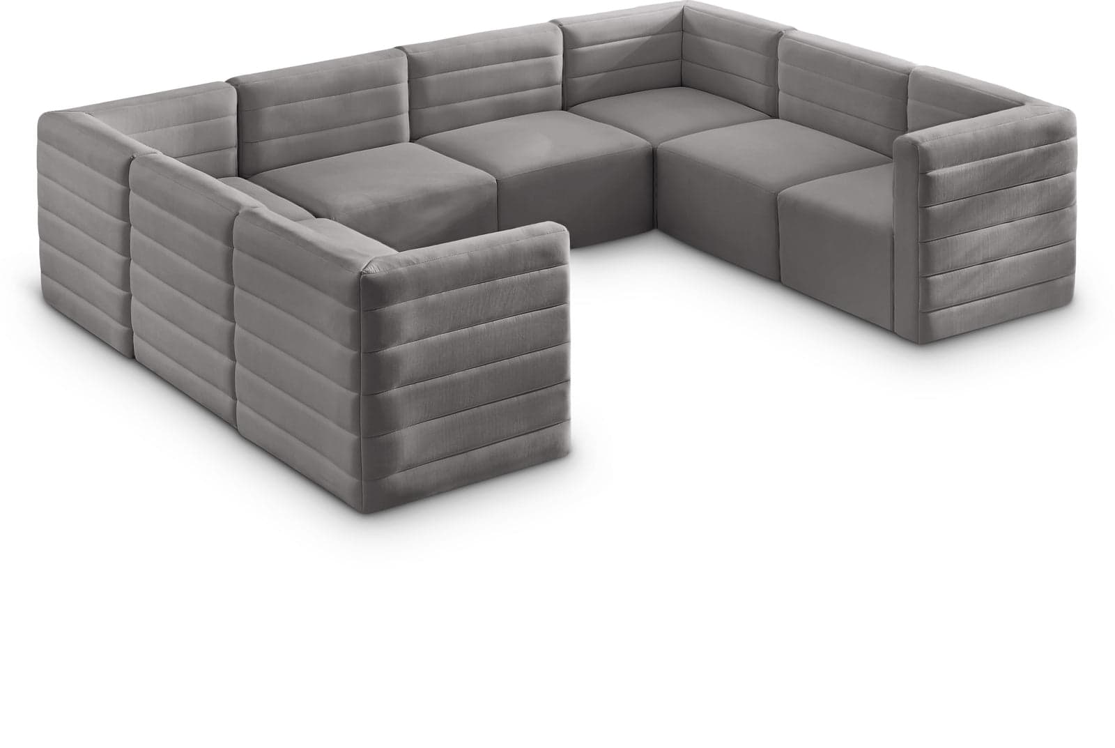 Opal 126" Grey Velvet Upholstered Comfort Sectional, 8-Piece — Vista 1 (1/3)