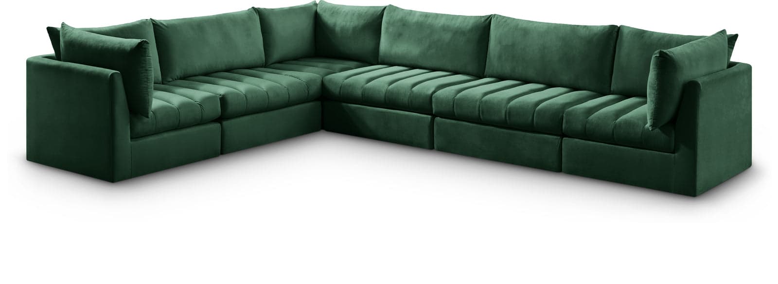 Rowan 140" Green Velvet Upholstered Sectional, 6-Piece — Vista 1 (1/3)