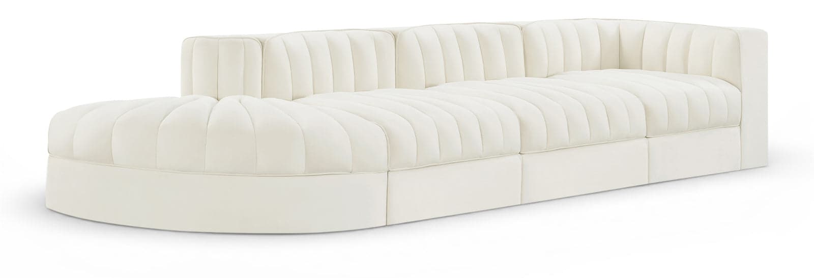 Talia Cream Velvet Performance Fabric Upholstered Sectional, 4-Piece (Style 4) — Vista 1 (1/3)