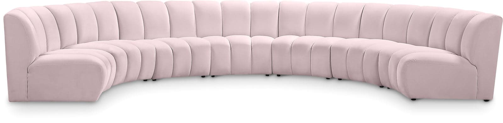 Isolde 178" Pink Velvet Upholstered Sectional, 7-Piece — Vista 1 (1/3)