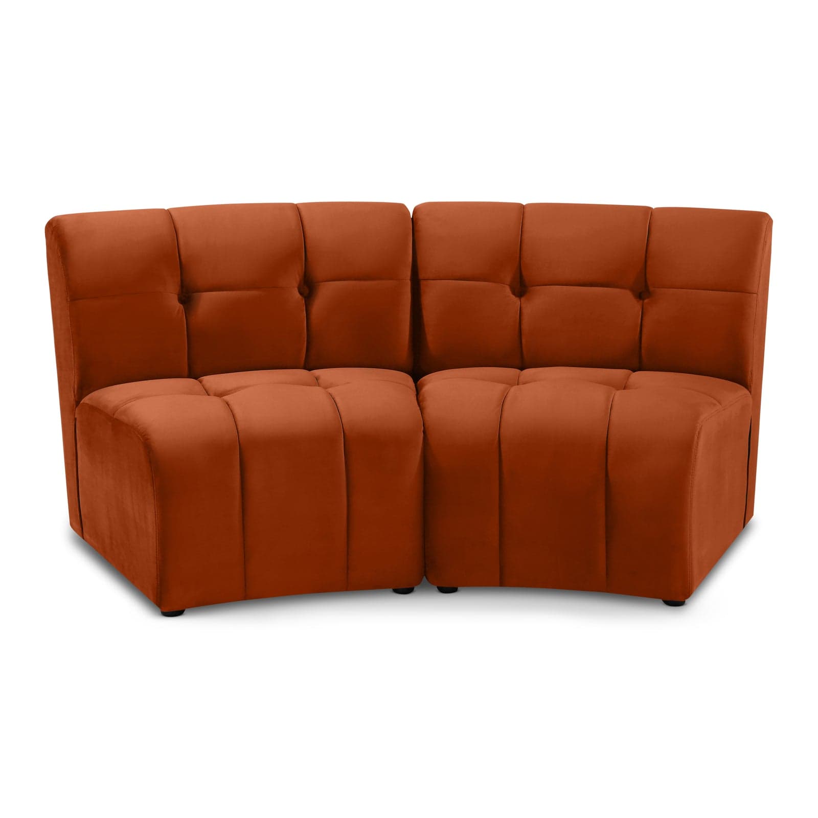 Kira 65" Cognac Velvet Upholstered Sectional, 2-Piece — Vista 1 (1/3)