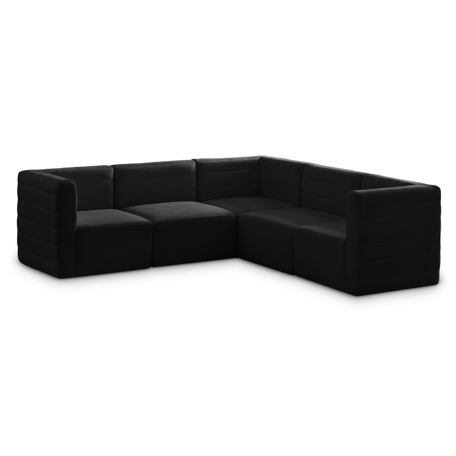 Opal 95" Black Velvet Upholstered Comfort Sectional, 5-Piece — Vista 1 (1/3)
