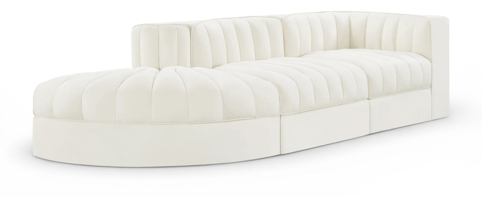 Talia Cream Velvet Performance Fabric Upholstered Sectional, 3-Piece — Vista 1 (1/3)