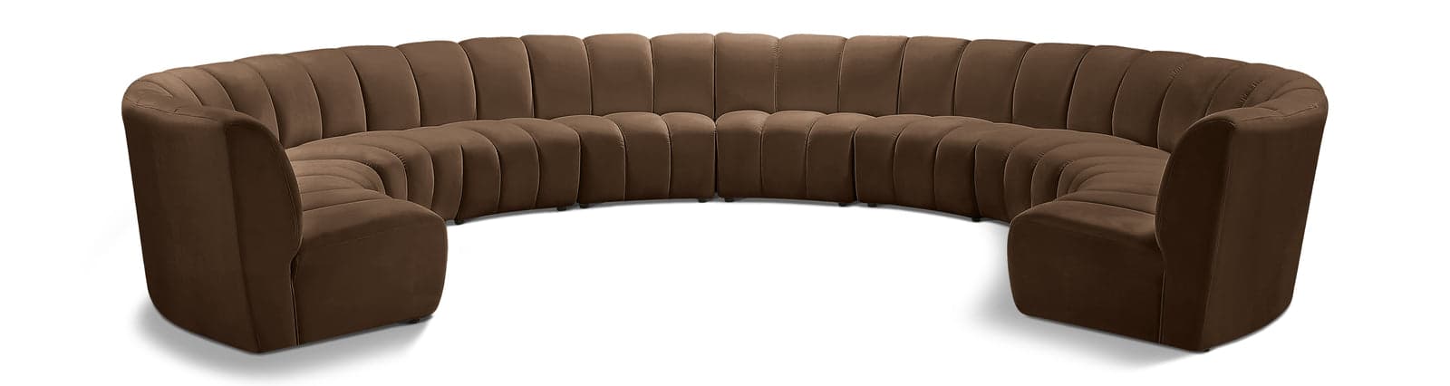 Isolde 183" Brown Velvet Upholstered Sectional, 10-Piece — Vista 1 (1/3)