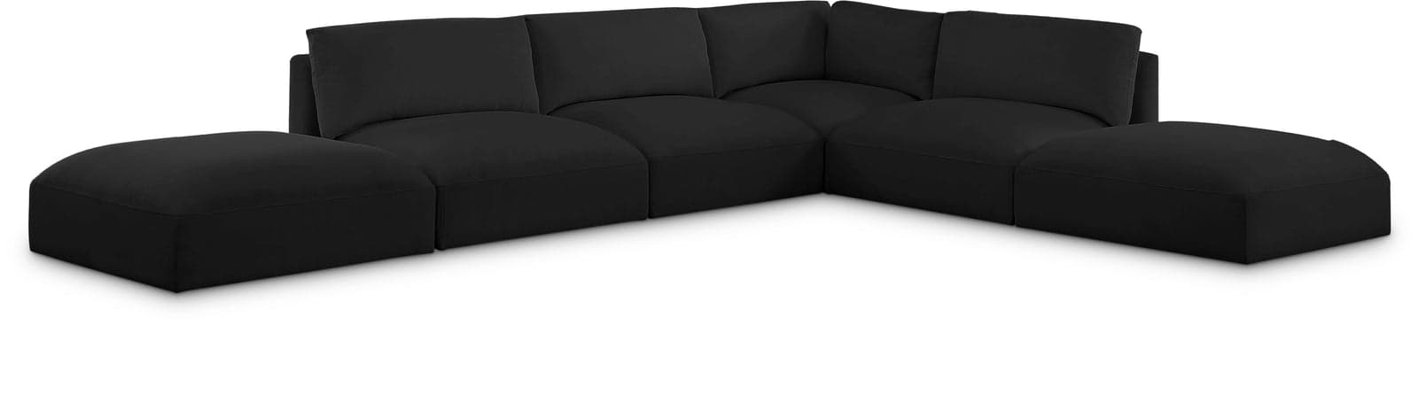 Hadley 152" Black Fabric Upholstered Sectional, 6-Piece (Style 4) — View 1 (1/3)