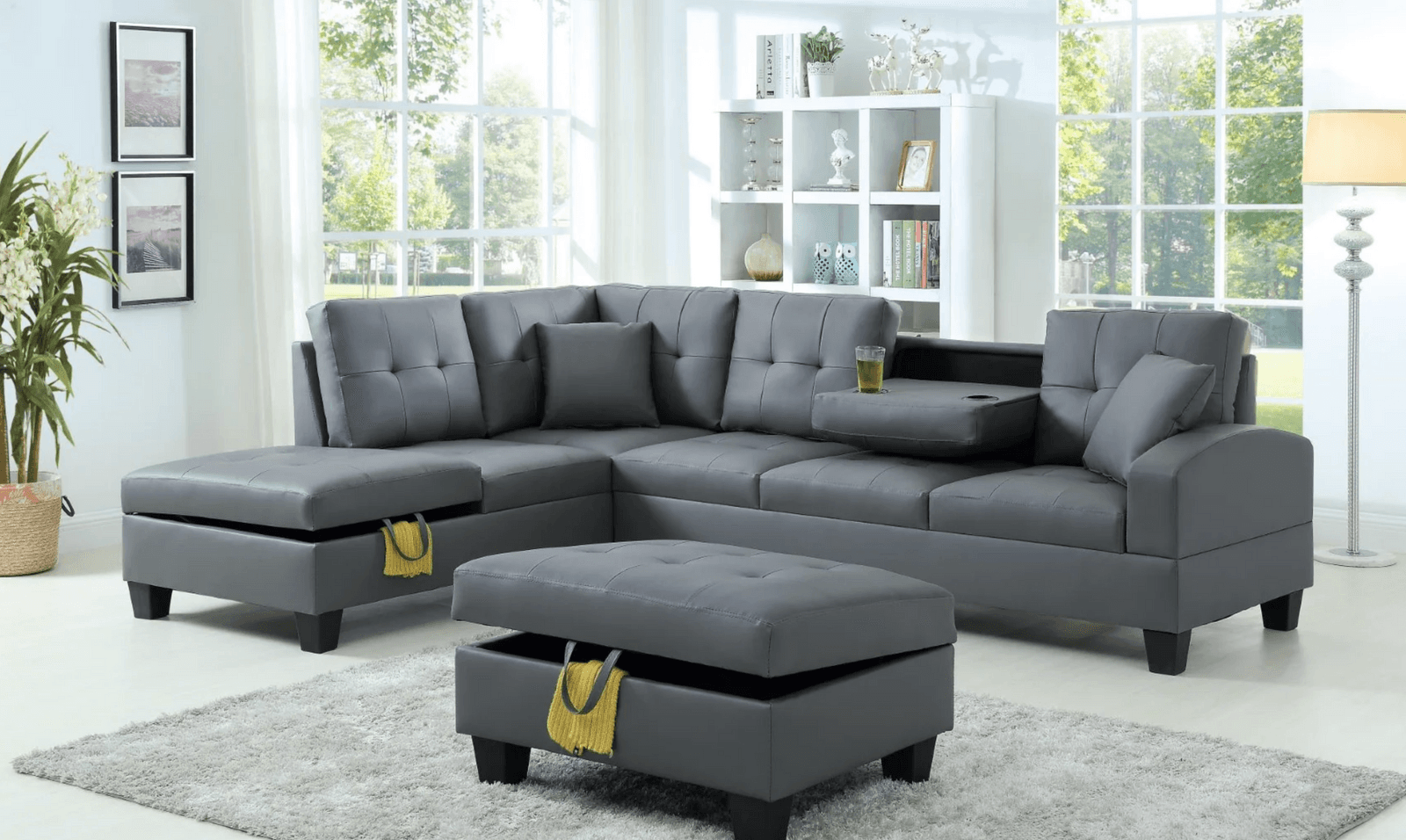 Timothy Sectional with Free Storage Ottoman in GRAY — View 1 (1/1)