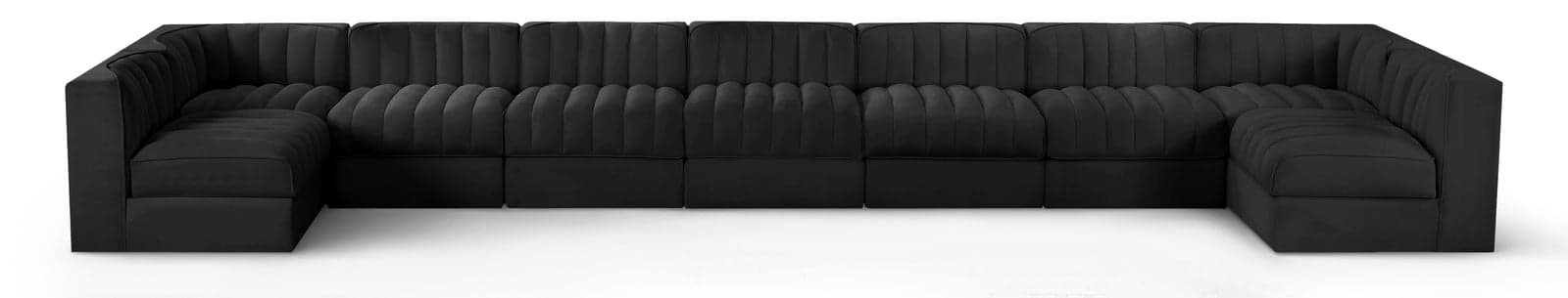 Talia Black Velvet Performance Fabric Upholstered Sectional, 9-Piece — Vista 1 (1/3)