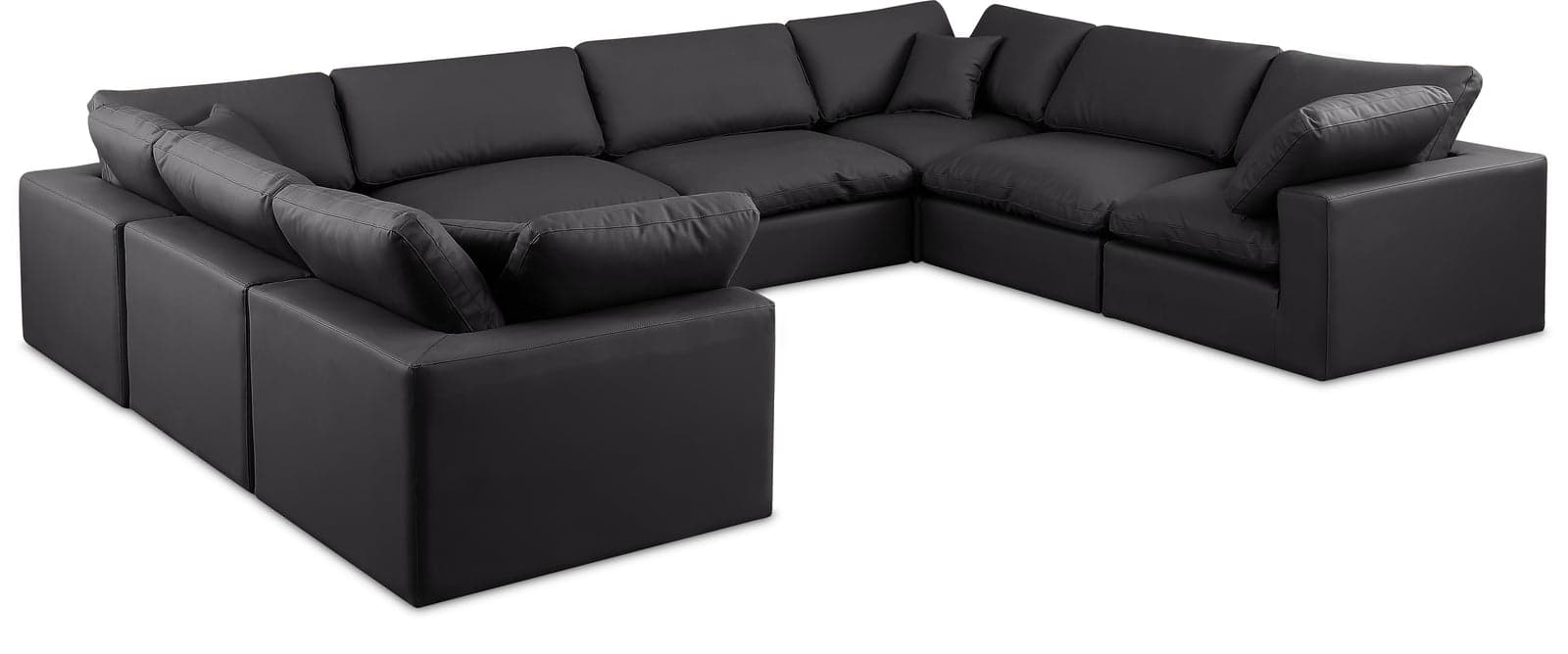 Farrah 158" Black Vegan Leather Upholstered Sectional, 8-Piece — View 1 (1/3)