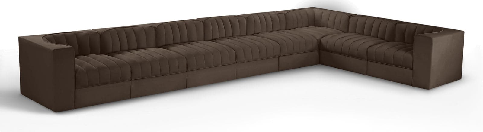 Talia Brown Velvet Performance Fabric Upholstered Sectional, 8-Piece (Style 3) — Vista 1 (1/3)