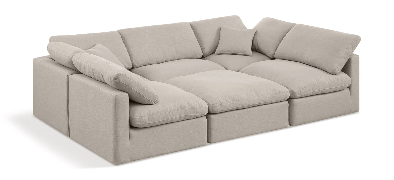 Sloane 105" Linen Textured Fabric Upholstered Sectional, 6-Piece — Vista 1 (1/6)