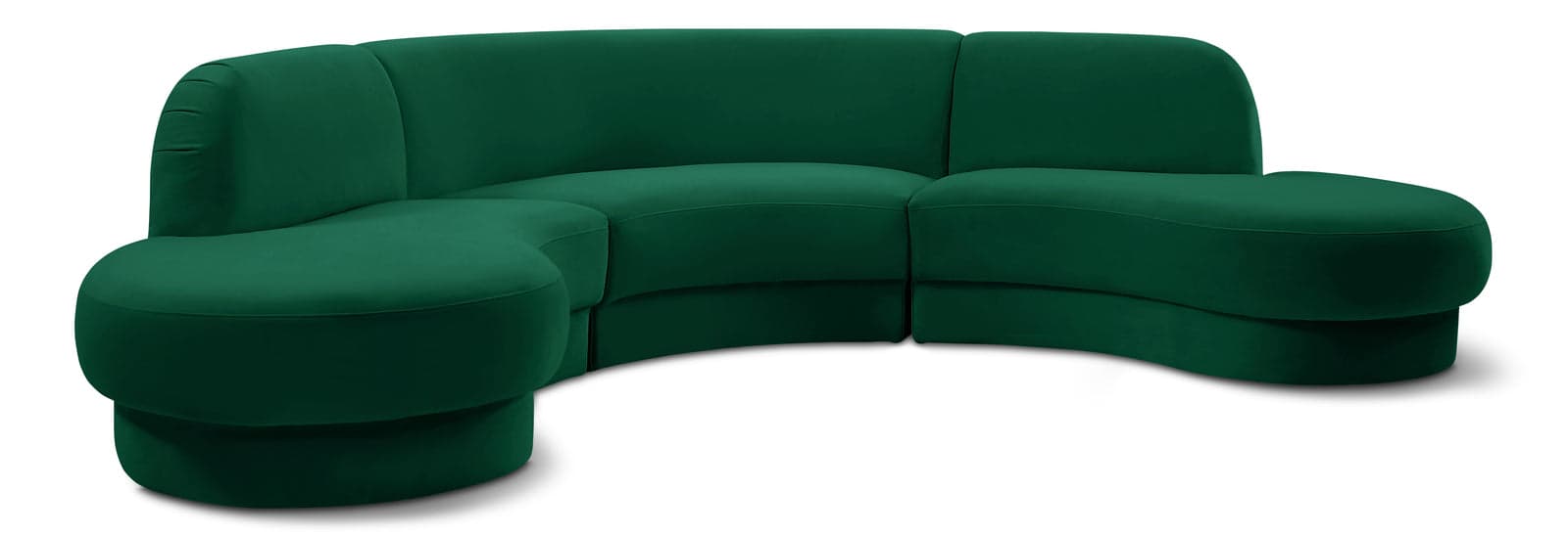 Sage 135" Green Velvet Upholstered Sectional, 3-Piece — Vista 1 (1/3)