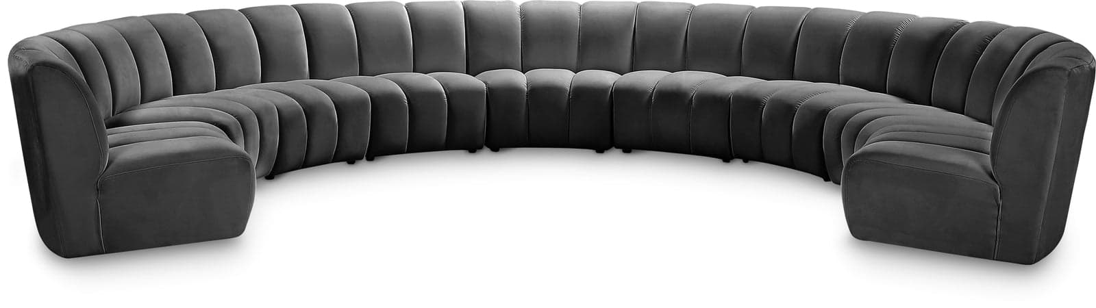 Isolde 178" Grey Velvet Upholstered Sectional, 9-Piece — Vista 1 (1/3)