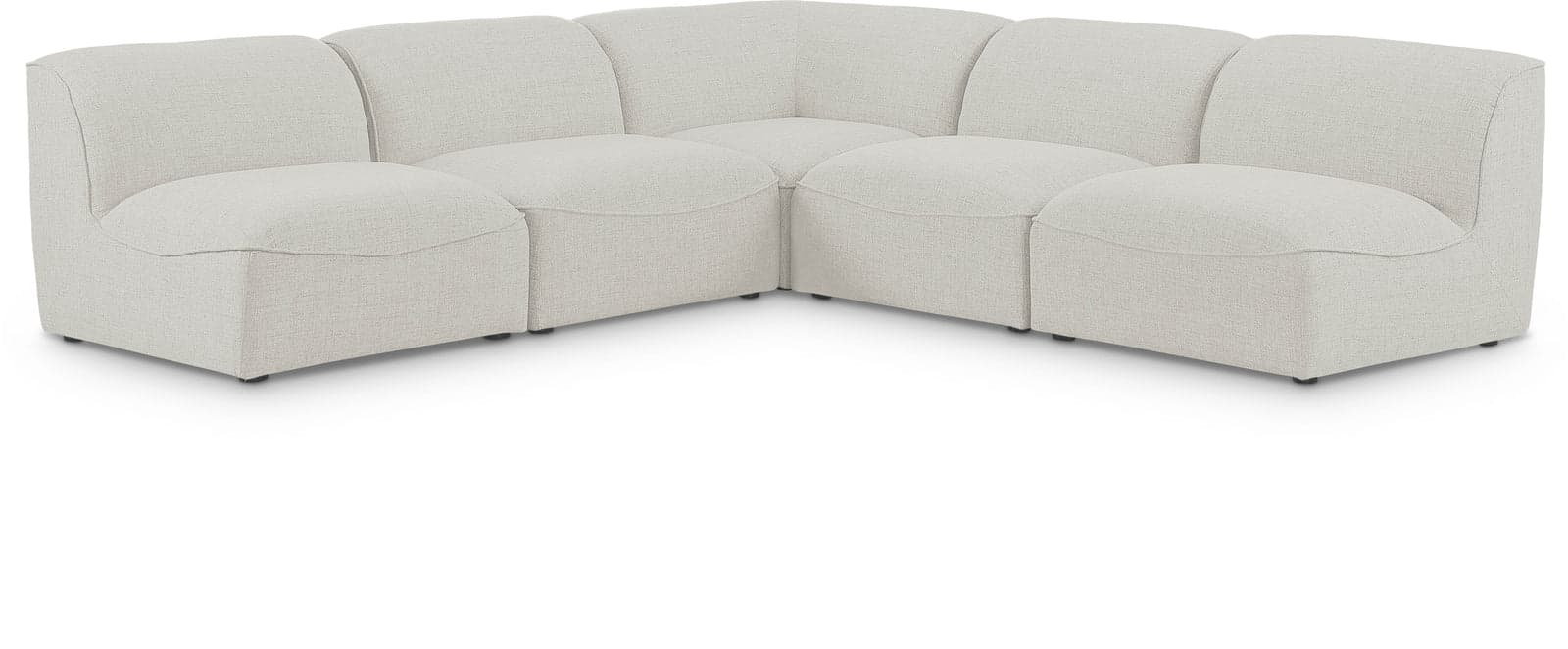 Greer 104" Cream Linen Textured Fabric Upholstered Sectional, 5-Piece — View 1 (1/3)