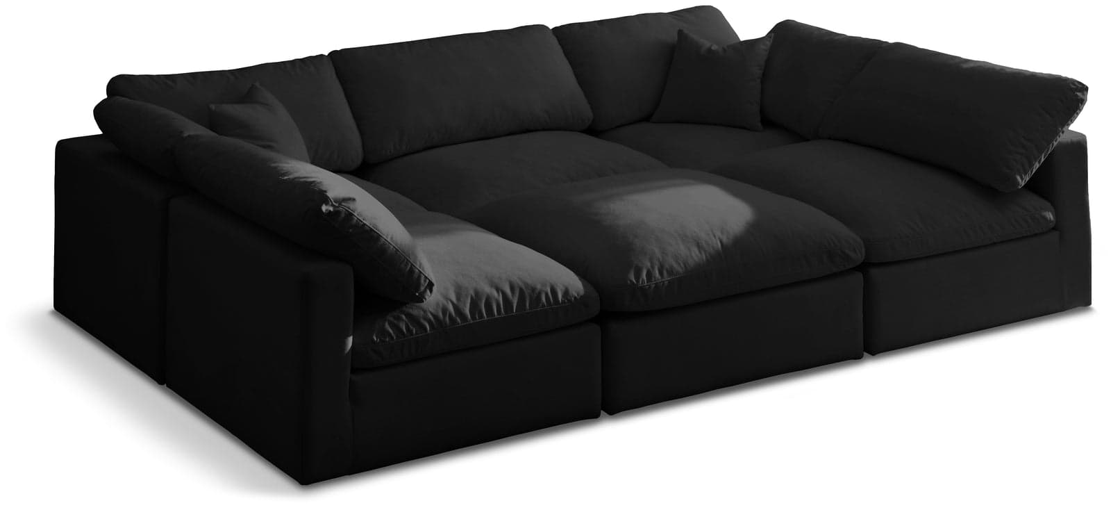 Selene 105" Black Velvet Upholstered Standard Comfort Sectional, 6-Piece — View 1 (1/3)