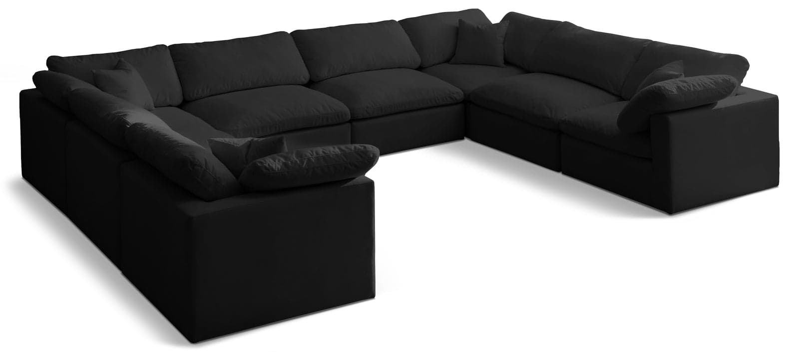 Selene 140" Black Velvet Upholstered Standard Comfort Sectional, 8-Piece — View 1 (1/3)