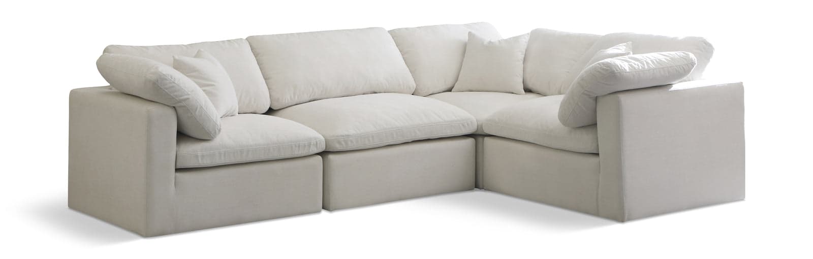 Selene 119" Cream Velvet Upholstered Standard Comfort Sectional, 4-Piece — View 1 (1/3)
