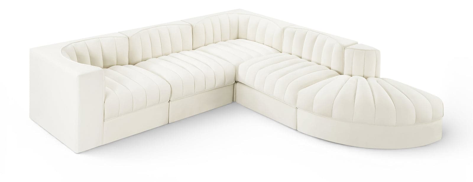 Talia Cream Velvet Performance Fabric Upholstered Sectional, 5-Piece (Style 3) — Vista 1 (1/3)