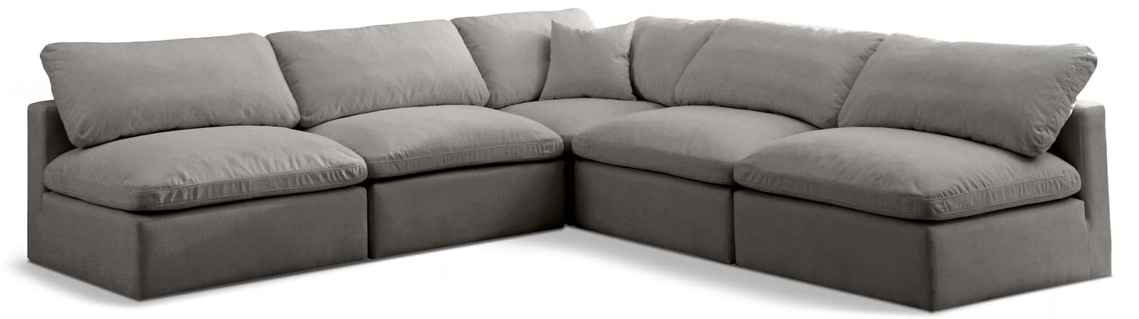 Selene 105" Grey Velvet Upholstered Standard Comfort Sectional, 5-Piece — Vista 1 (1/3)