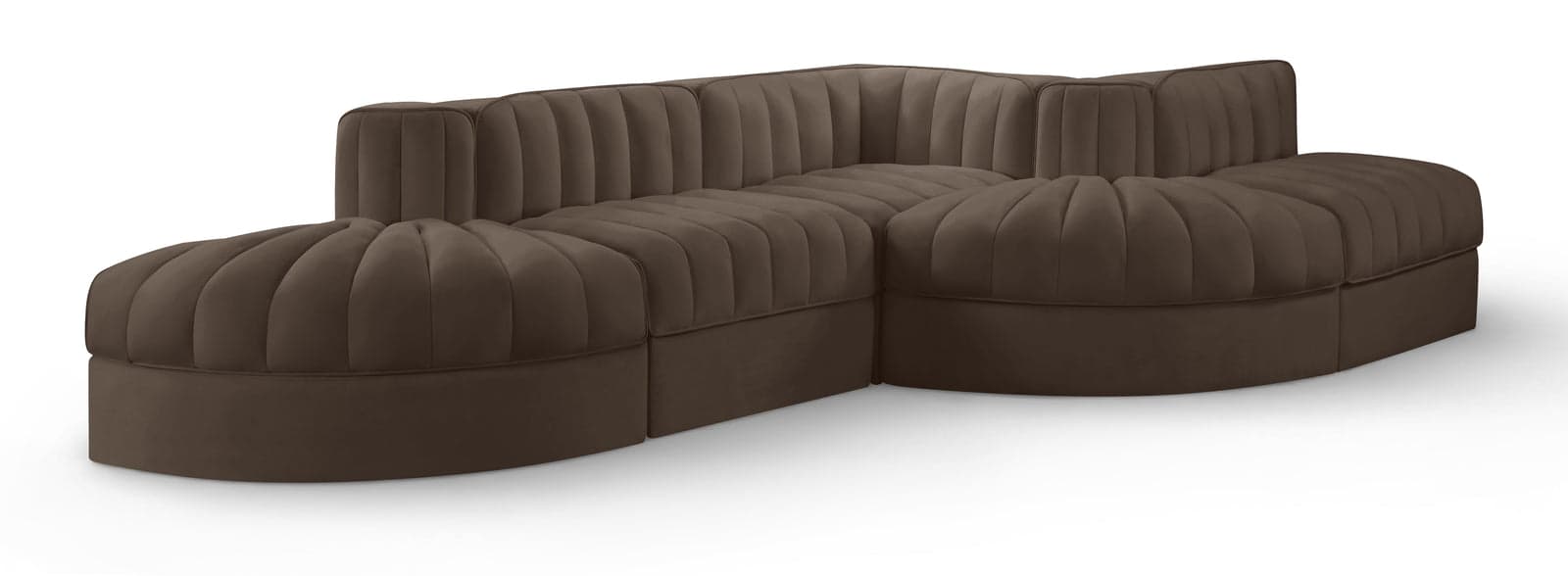 Talia Brown Velvet Performance Fabric Upholstered Sectional, 5-Piece (Style 4) — Vista 1 (1/3)