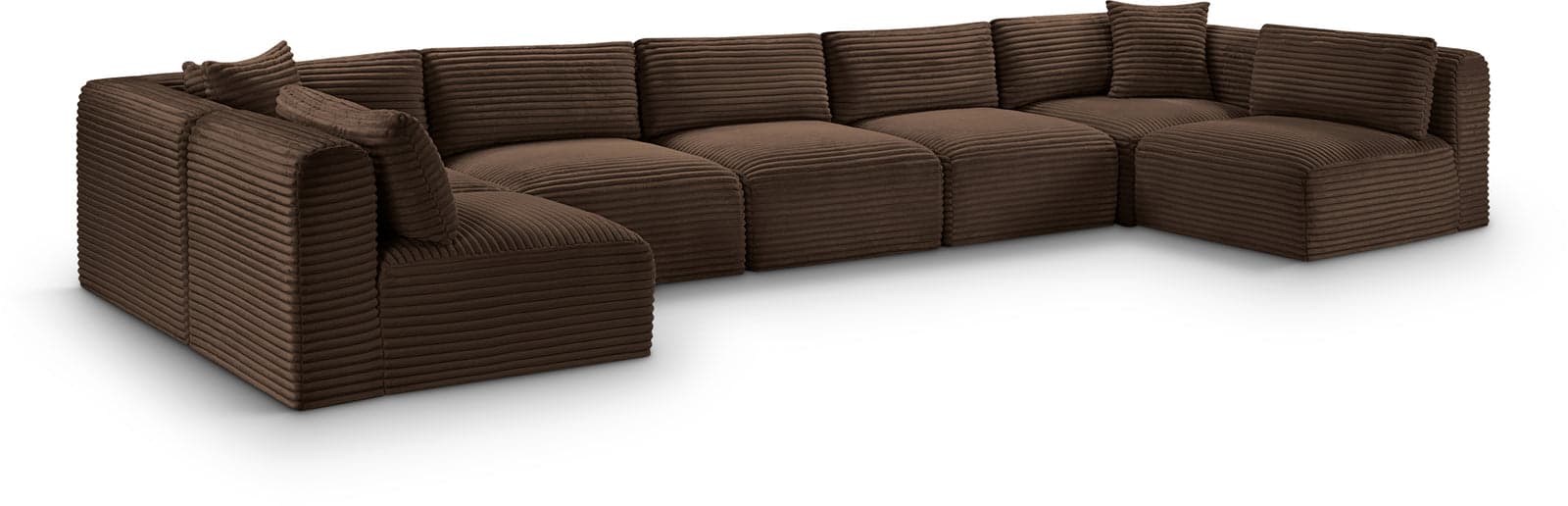 Faye 171" Brown Corduroy Performance Fabric Upholstered Sectional, 7-Piece — Vista 1 (1/3)