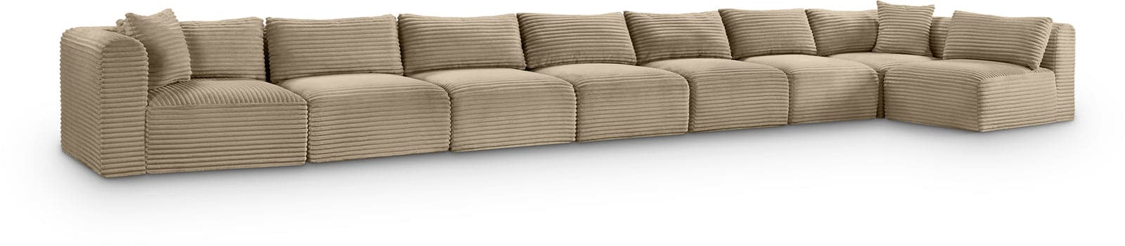 Faye 233" Taupe Corduroy Performance Fabric Upholstered Sectional, 8-Piece — View 1 (1/3)