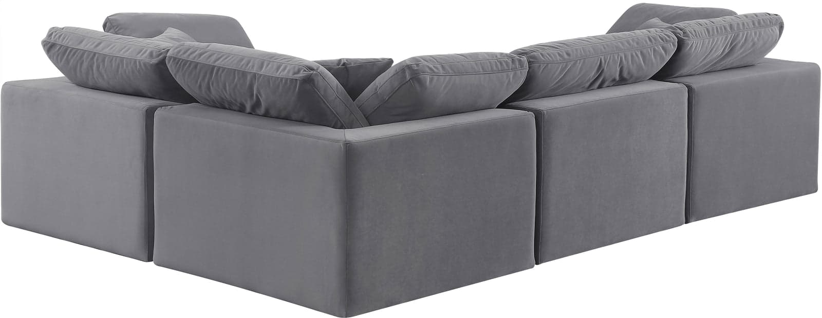 Farrah 119" Grey Velvet Upholstered Sectional, 4-Piece (Style 3) — View 1 (1/3)