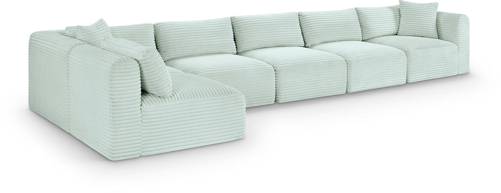 Faye 171" Mint Corduroy Performance Fabric Upholstered Sectional, 6-Piece — View 1 (1/3)