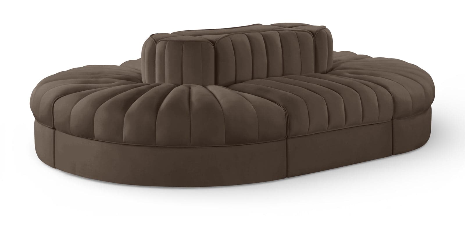 Talia Brown Velvet Performance Fabric Upholstered Sectional, 6-Piece (Style 3) — Vista 1 (1/3)