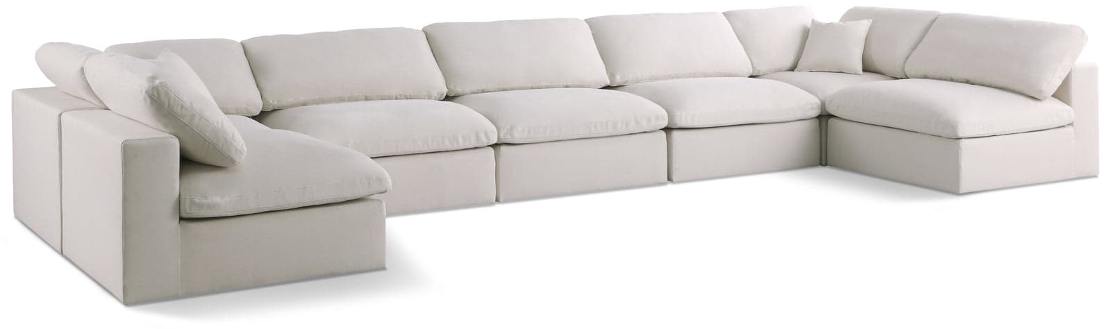Selene 175" Cream Velvet Upholstered Standard Comfort Sectional, 7-Piece — Vista 1 (1/3)