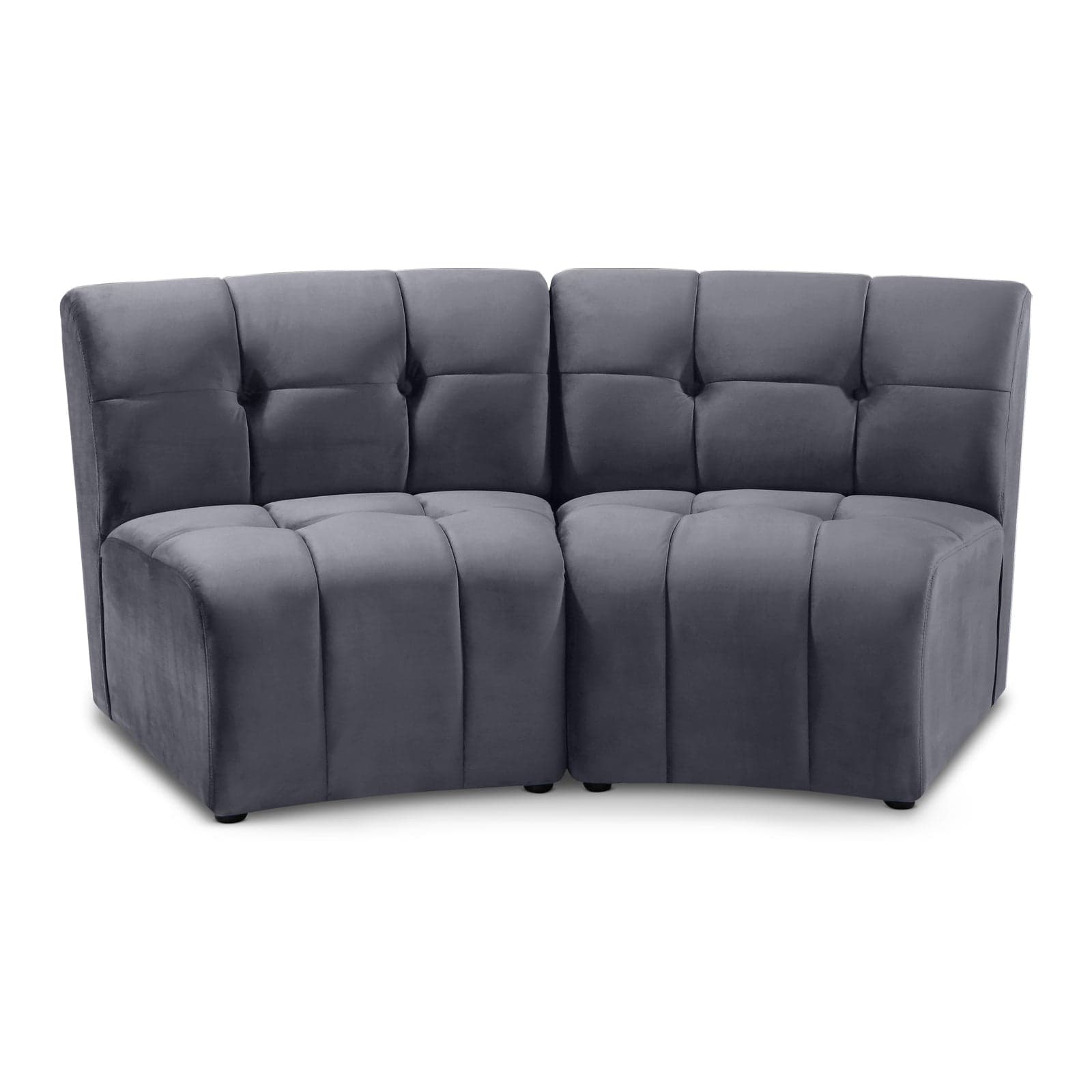 Kira 65" Grey Velvet Upholstered Sectional, 2-Piece — Vista 1 (1/3)