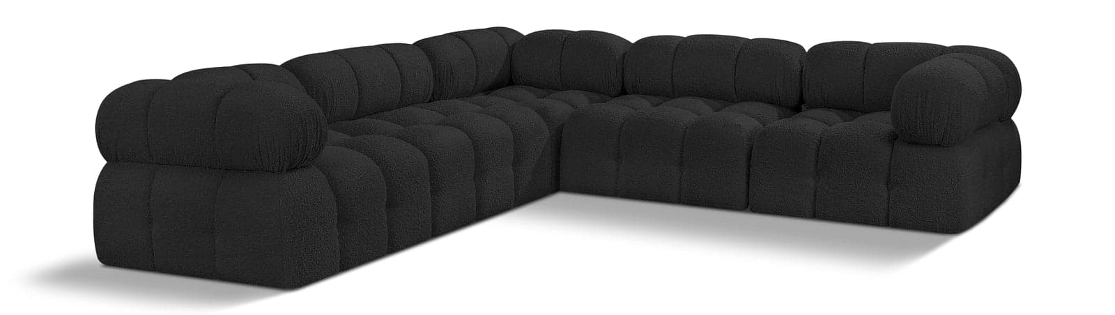 Darcy 102" Black Boucle Fabric Upholstered Sectional, 5-Piece (Style 2) — View 1 (1/3)